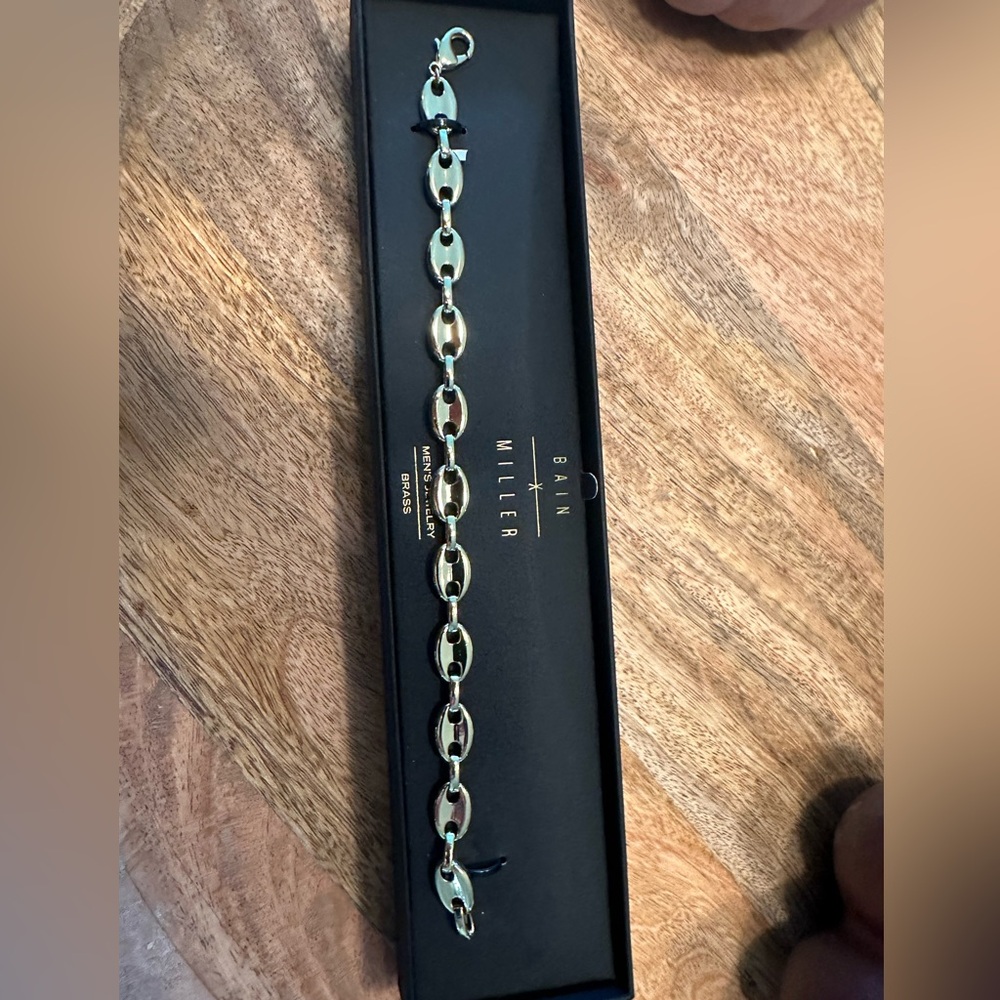 BAIN MILLER, MEN’S “BRASS” BRACELET GOLD COLOR,  8.5” INCHES
